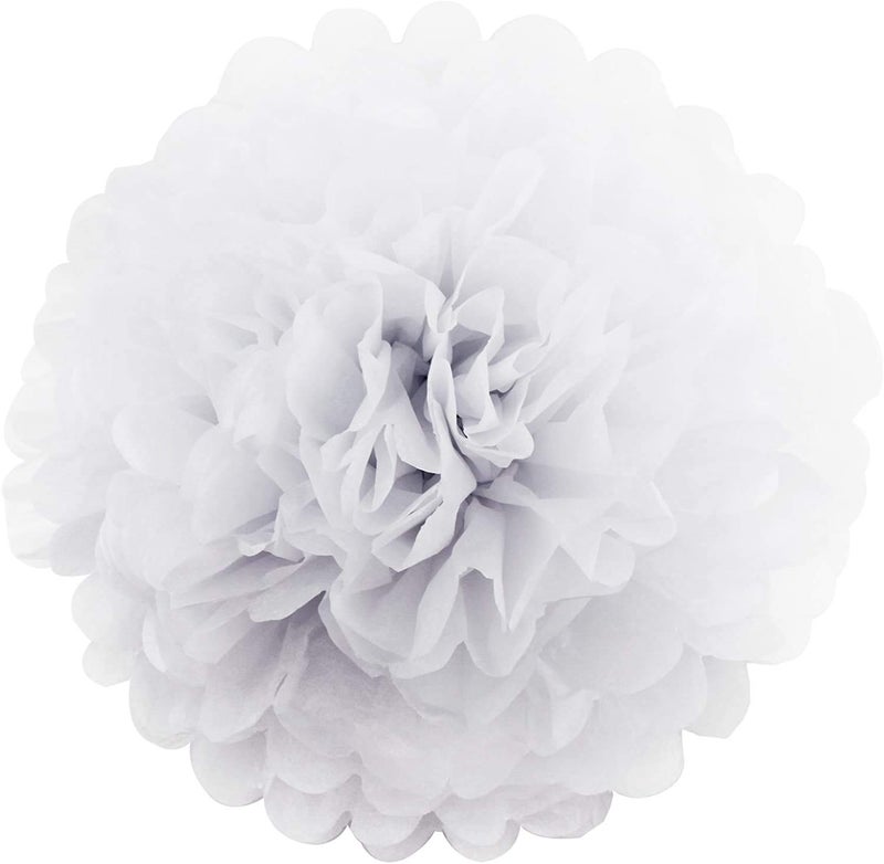 IGUO 30pcs Tissue Pom Poms Party Supplies,Yellow Navy Blue White Silver Birthday Party Decorations Paper Tassel Garland for Bridal Shower Wedding School Ceremony Graduation Theme Party Supplie - Image 3